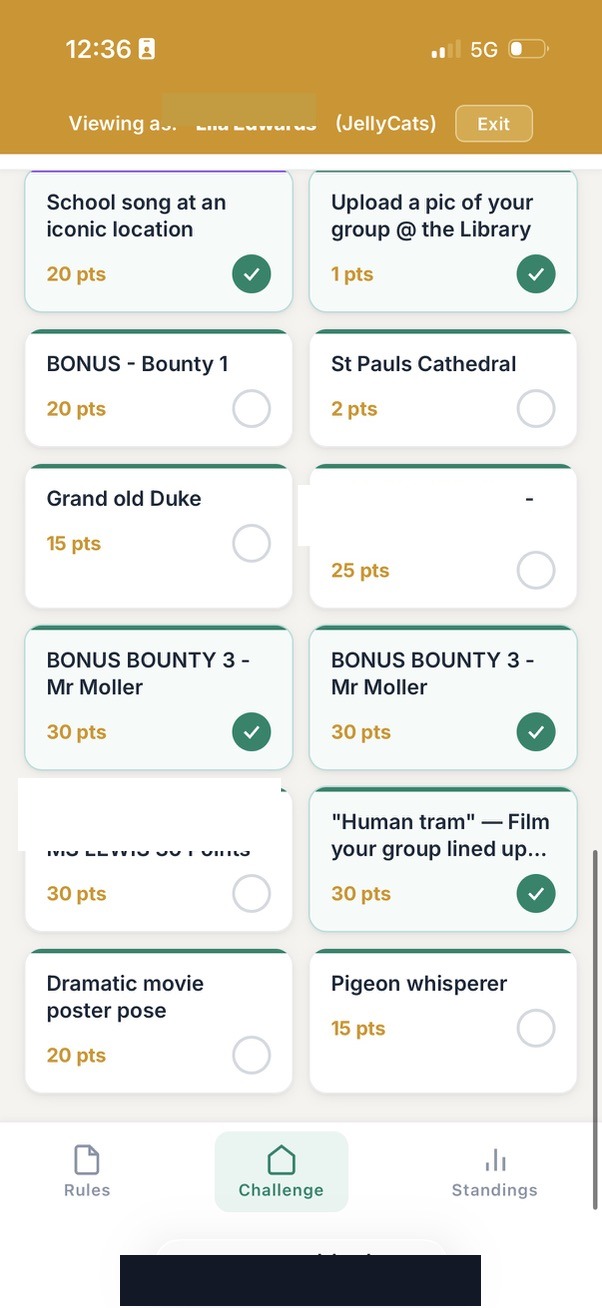 Icons Challenge student view challenge list